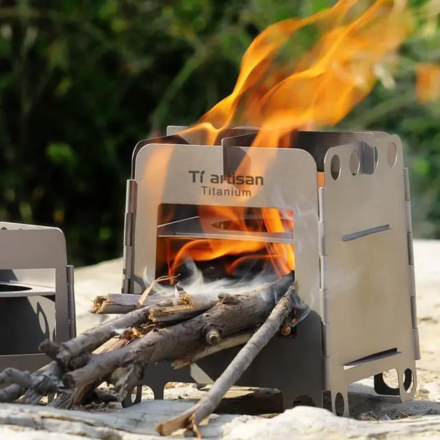 Alt view image 6 of 7 - Titanium Wood Stove Foldable Portable Alcohol Camping Backpacking Stove for Outdoor Camping Picnic BBQ (WS007MT)