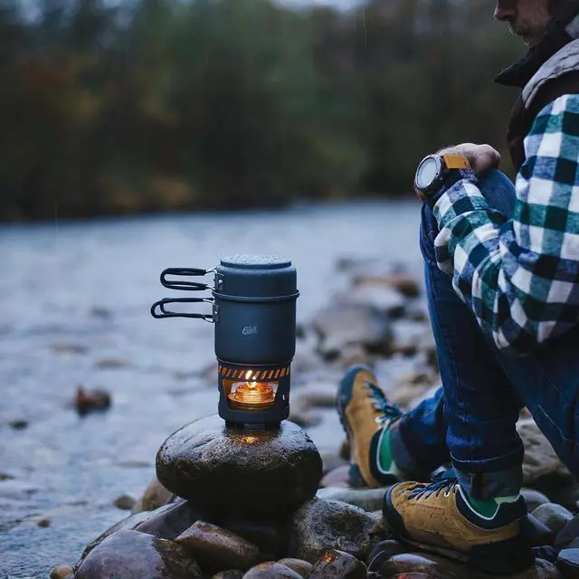 Alt view image 6 of 7 - Esbit CS985HA 5-Piece Lightweight Trekking Cook Set with Brass Alcohol Burner Stove
