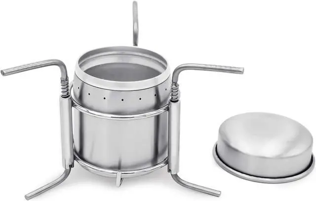 Alt view image 2 of 6 - Portable Outdoor Mini Stainless Steel Ultralight Liquid Alcohol Stove Burner Furnace with Rack Support Stand for Backpacking Picnic Hiking Camping Survival