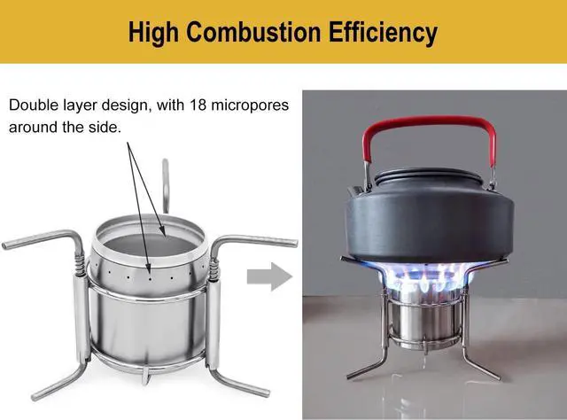 Alt view image 3 of 6 - Portable Outdoor Mini Stainless Steel Ultralight Liquid Alcohol Stove Burner Furnace with Rack Support Stand for Backpacking Picnic Hiking Camping Survival