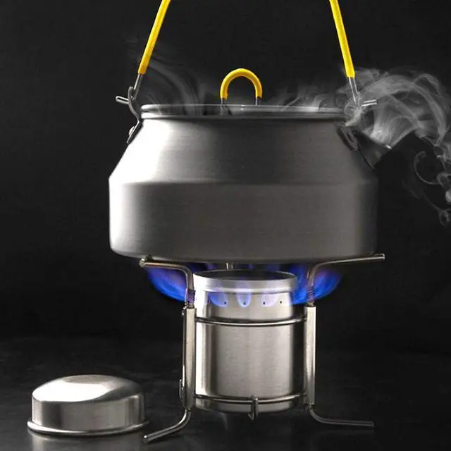 Alt view image 5 of 6 - Portable Outdoor Mini Stainless Steel Ultralight Liquid Alcohol Stove Burner Furnace with Rack Support Stand for Backpacking Picnic Hiking Camping Survival