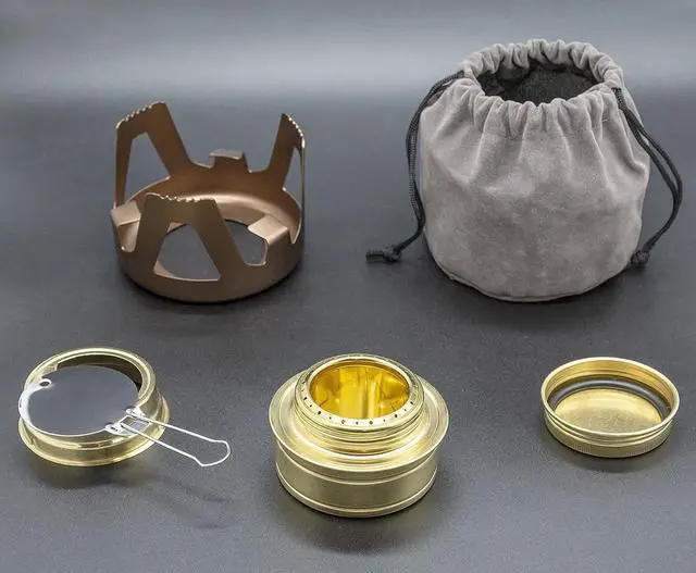 Alt view image 2 of 7 - Outdoor Mini Portable Alcohol Stove Burner for Backpacking Hiking Camping Survival - Copper