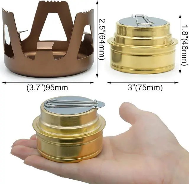Alt view image 5 of 7 - Outdoor Mini Portable Alcohol Stove Burner for Backpacking Hiking Camping Survival - Copper