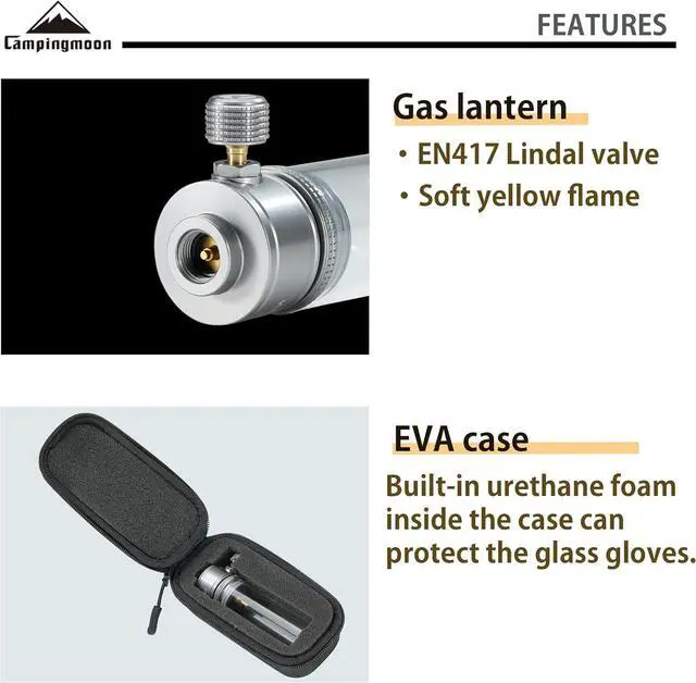 Alt view image 4 of 5 - CAMPINGMOON Camping Gas Lantern Gas Candle T-1D