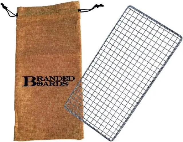 Main image of Portable Bushcraft Stainless BBQ Cooking Grill Grate, Bamboo Cutting Board, Burlap Bag, Mini Knife, Fire Starter Kits. Camping, Campfires, Backpacking, Hunting & Fishing Gear