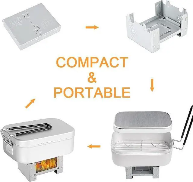 Alt view image 3 of 7 - Lixada Mini Folding Stove Lunch Box Steaming Rack Combo Set for Picnic Camping Hiking Fishing Mountaineering