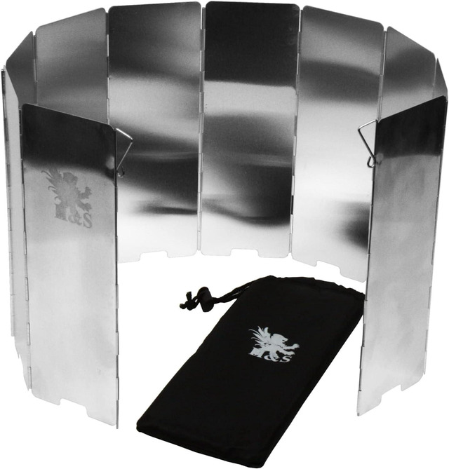 H&S Foldable Camping Stove Windscreen - 10 Aluminum Panels, Portable Wind Shield With Carry Bag | Outdoor Cooking Wind Protector
