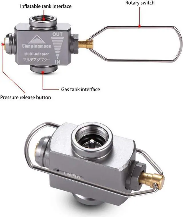 Alt view image 4 of 7 - Campingmoon Gas Canister Refill Adapter, Portable Outdoor Gas Saver Lindal Valve Canister Shifter, Camping Canister Vent Valve, Z15