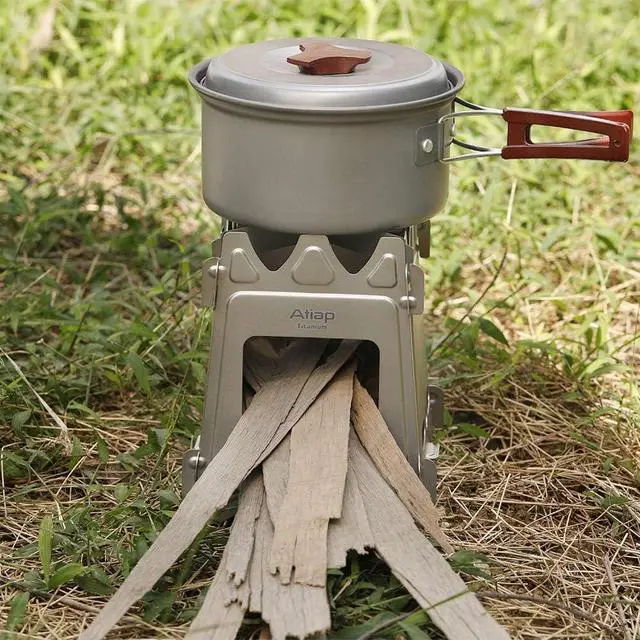 Alt view image 3 of 7 - Ultralight Titanium Wood Burning Stove Outdoor Camping Multi-Fuels Alcohol Stove BBQ Stove WS009ST-Ti (Wood Burning Stove)