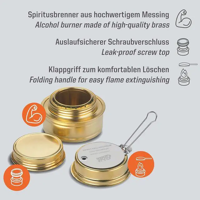 Alt view image 2 of 7 - Esbit Brass Alcohol Burner Camping Stove with Variable Temperature Control