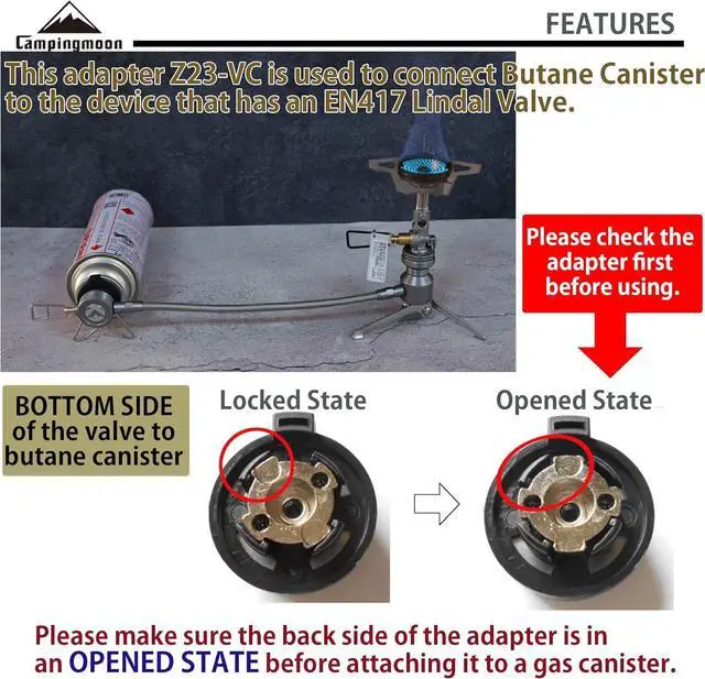 Alt view image 3 of 7 - Butane Adapter Stand Type Remote Stove for Camping Backpacking Butane Gas Fuel Canister w/hose Z23-VC
