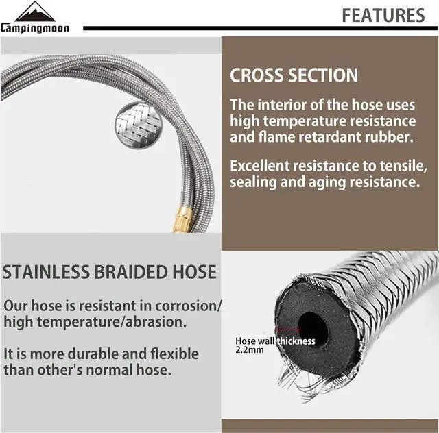 Alt view image 5 of 7 - Butane Adapter Stand Type Remote Stove for Camping Backpacking Butane Gas Fuel Canister w/hose Z23-VC