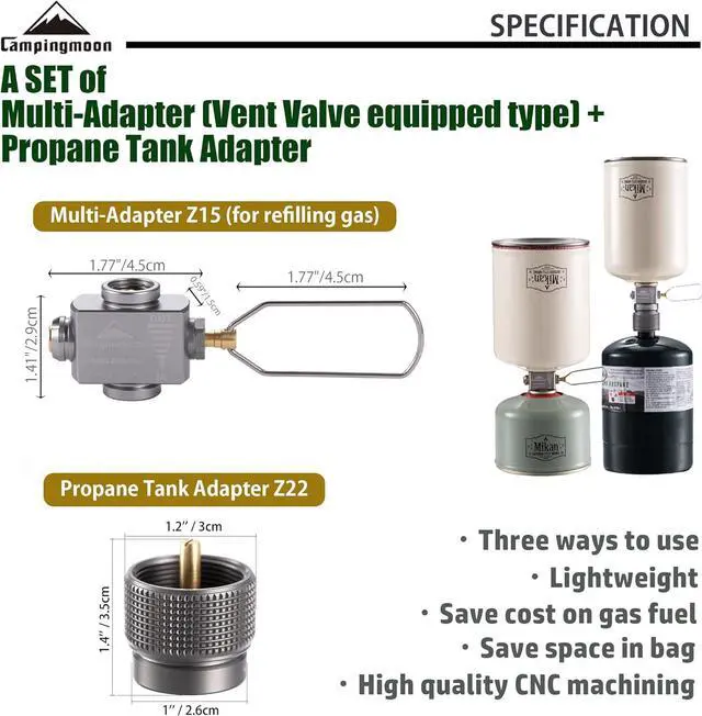 Alt view image 2 of 5 - camping moon Butane to Propane Gas Refill Adapter and LPG Propane Adapter (Isobutane gas to 1lb propane tank (Z15/Z22))