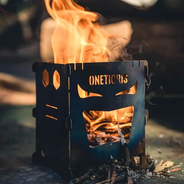 Alt view image 2 of 7 - OneTigris ROCUBOID Camping Backpacking Titanium Stove Portable Foldable Burning Wood Stove for Outdoor Hiking Picnic BBQ,Weights 460g/16.2oz