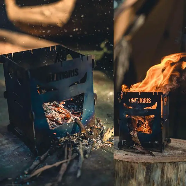 Alt view image 3 of 7 - OneTigris ROCUBOID Camping Backpacking Titanium Stove Portable Foldable Burning Wood Stove for Outdoor Hiking Picnic BBQ,Weights 460g/16.2oz