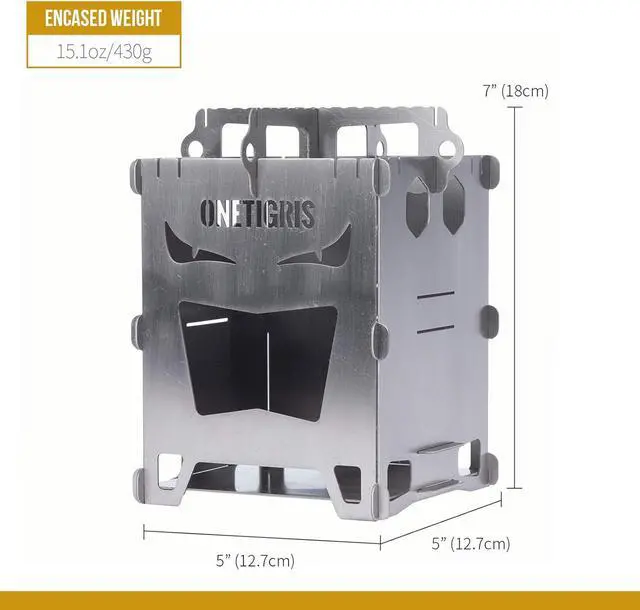 Alt view image 4 of 7 - OneTigris ROCUBOID Camping Backpacking Titanium Stove Portable Foldable Burning Wood Stove for Outdoor Hiking Picnic BBQ,Weights 460g/16.2oz