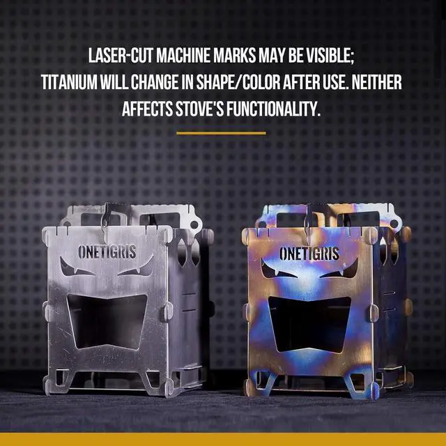 Alt view image 7 of 7 - OneTigris ROCUBOID Camping Backpacking Titanium Stove Portable Foldable Burning Wood Stove for Outdoor Hiking Picnic BBQ,Weights 460g/16.2oz