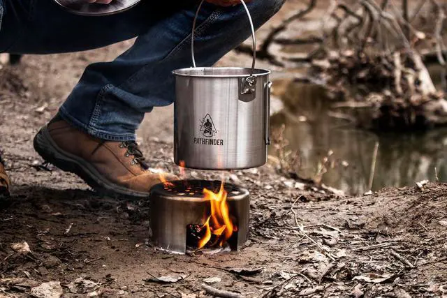 Alt view image 5 of 5 - The Pathfinder School Stainless Steel Pot and Pan Stove