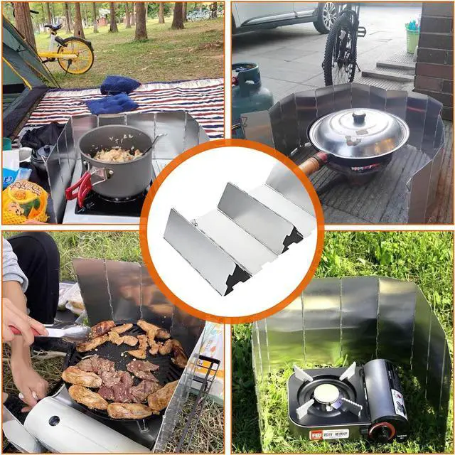 Alt view image 7 of 7 - 2 Pack Folding Outdoor Stove Windscreen, 16 Plates Aluminum Camping Stove Windscreen with Carrying Bag,Stove Windscreen for Camping Picnic, Backpacking, Cooking