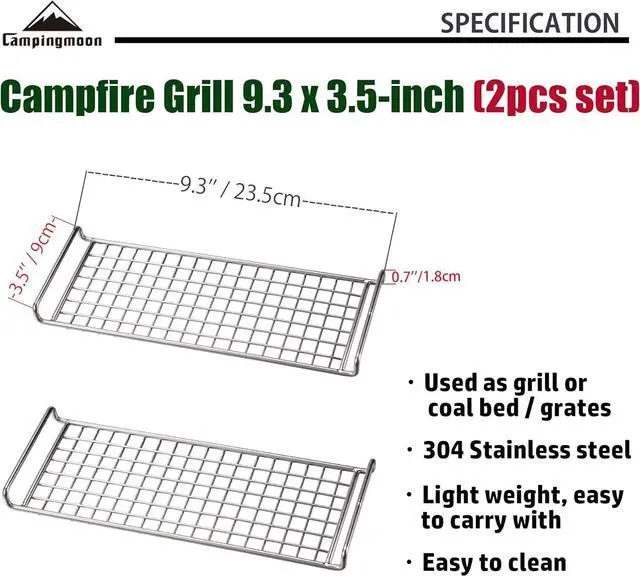 Alt view image 2 of 5 - CAMPINGMOON 304 Stainless Steel Cooking Grates for Camping Stove Grill Campfire Open Fire MTG-G,MTG-2G,MTG-JS,MTG-JL
