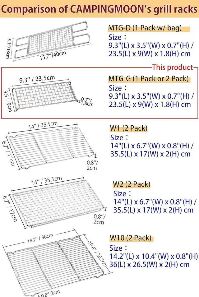 Alt view image 4 of 5 - CAMPINGMOON 304 Stainless Steel Cooking Grates for Camping Stove Grill Campfire Open Fire MTG-G,MTG-2G,MTG-JS,MTG-JL