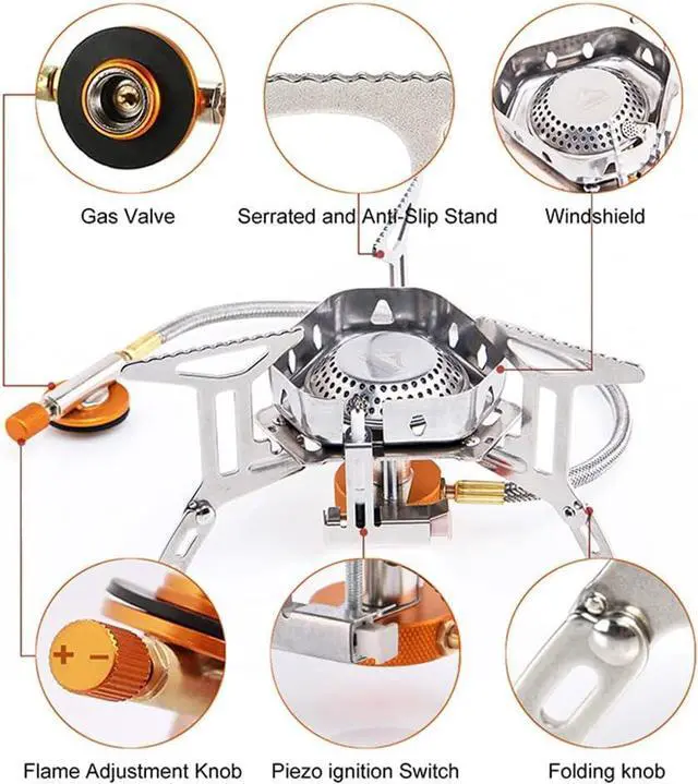 Alt view image 2 of 7 - widesea 3500W Camp Stove, Windproof Collapsible Camping Gas Stove, Portable Backpacking Stove with Piezo Ignition for Outdoor Backpacking, Hiking and Picnicking