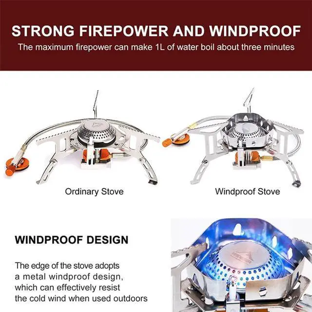Alt view image 3 of 7 - widesea 3500W Camp Stove, Windproof Collapsible Camping Gas Stove, Portable Backpacking Stove with Piezo Ignition for Outdoor Backpacking, Hiking and Picnicking