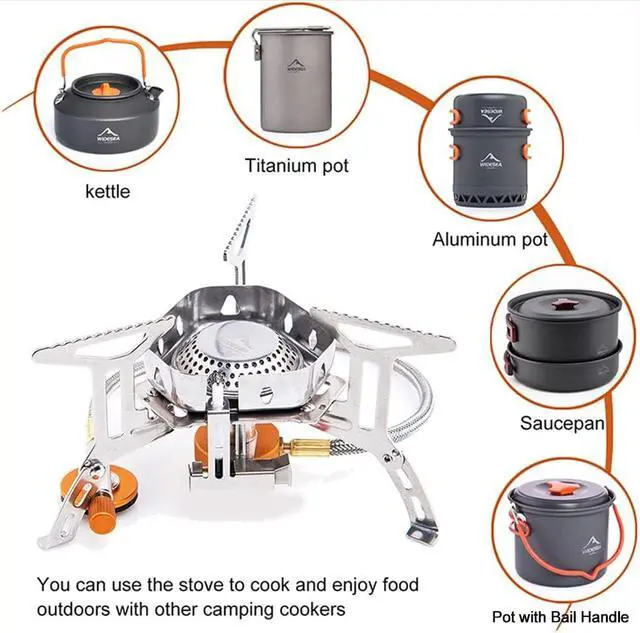 Alt view image 4 of 7 - widesea 3500W Camp Stove, Windproof Collapsible Camping Gas Stove, Portable Backpacking Stove with Piezo Ignition for Outdoor Backpacking, Hiking and Picnicking