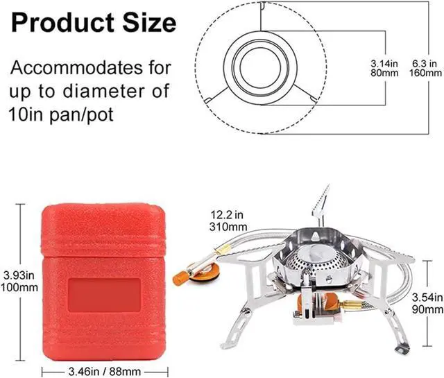 Alt view image 5 of 7 - widesea 3500W Camp Stove, Windproof Collapsible Camping Gas Stove, Portable Backpacking Stove with Piezo Ignition for Outdoor Backpacking, Hiking and Picnicking