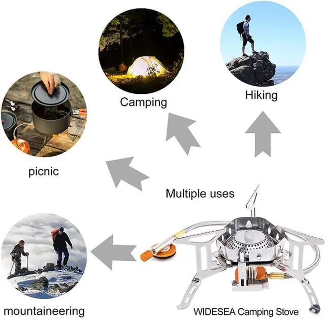 Alt view image 6 of 7 - widesea 3500W Camp Stove, Windproof Collapsible Camping Gas Stove, Portable Backpacking Stove with Piezo Ignition for Outdoor Backpacking, Hiking and Picnicking