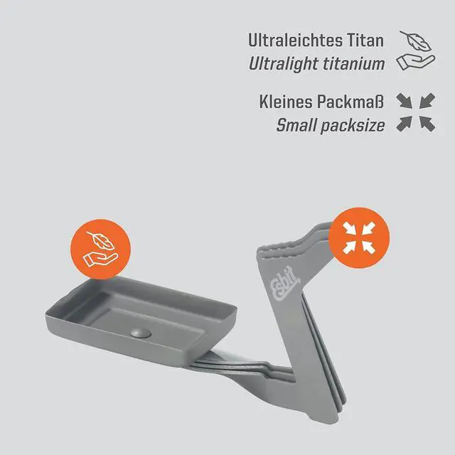 Alt view image 2 of 7 - Esbit 11.5g (0.4 Ounce) Ultralight Folding Titanium Stove for Use with Solid Fuel Tablets