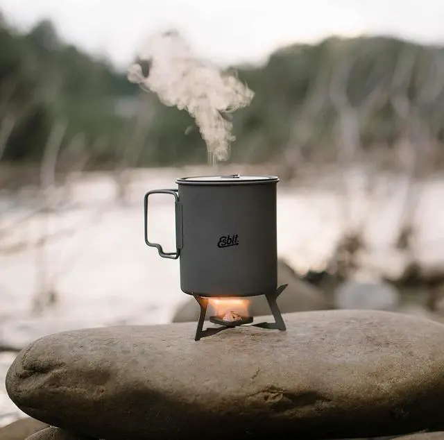 Alt view image 6 of 7 - Esbit 11.5g (0.4 Ounce) Ultralight Folding Titanium Stove for Use with Solid Fuel Tablets