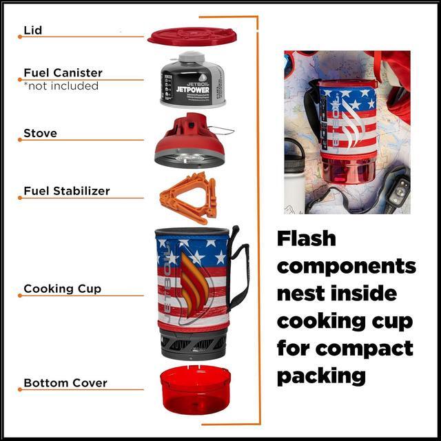 Alt view image 5 of 7 - Jetboil Flash Camping and Backpacking Stove System, Portable Propane/Isobutane Burner with Cooking Cup for Outdoor Trips and Hiking
