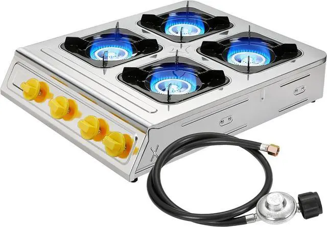 Main image of Vivicreate Camping 40000 BTU 4 burner auto ignition Propane Gas Outdoor Garden Fishing Hiking Camp Restaurant Stove Burner (Brass)