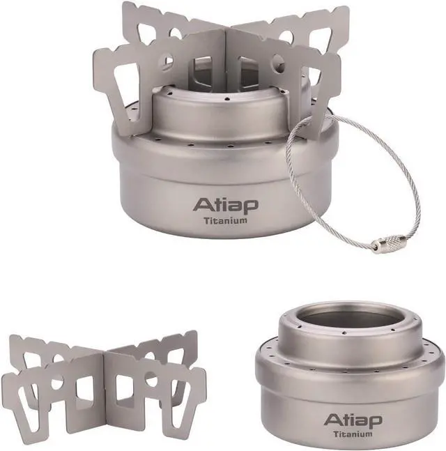 Alt view image 3 of 7 - Alcohol Stove Backpacking Stove Camping Stove Alcohol Burner with Cross Stand Titanium Ultralight Portable