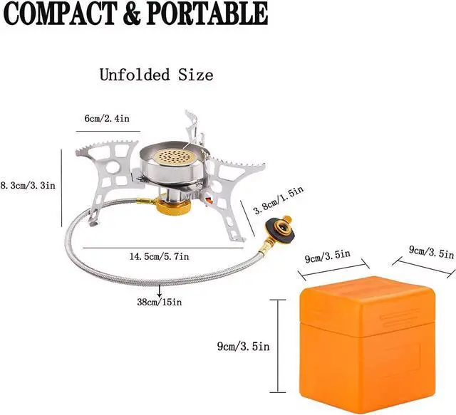 Alt view image 3 of 7 - SVNVIOZ Camping Stove Windproof Backpacking Stove with Piezo Ignition, Plastic Storage Box, 2 Types Fuel Canister Adapters, Camping Gear Portable Stove for Outdoor Camping Hiking Cooking