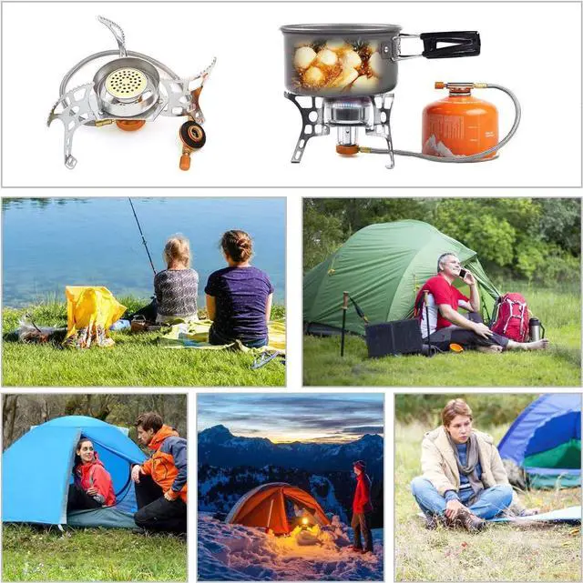 Alt view image 6 of 7 - SVNVIOZ Camping Stove Windproof Backpacking Stove with Piezo Ignition, Plastic Storage Box, 2 Types Fuel Canister Adapters, Camping Gear Portable Stove for Outdoor Camping Hiking Cooking