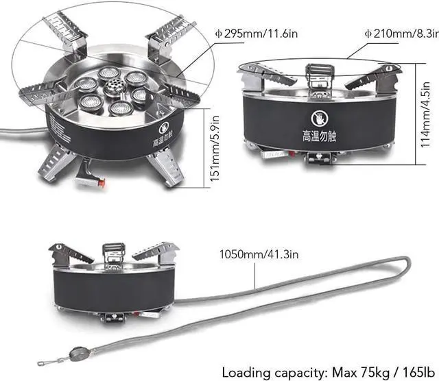 Alt view image 3 of 6 - Bulin AirOka B18 18000W Titanium Alloy Portable Picnic Camping Stove Windproof Design Gas Cooking Burner with Piezo Ignition & Carry Case Collapsible Stove Burner for Outdoor Backpacking/Hiking/Picnic