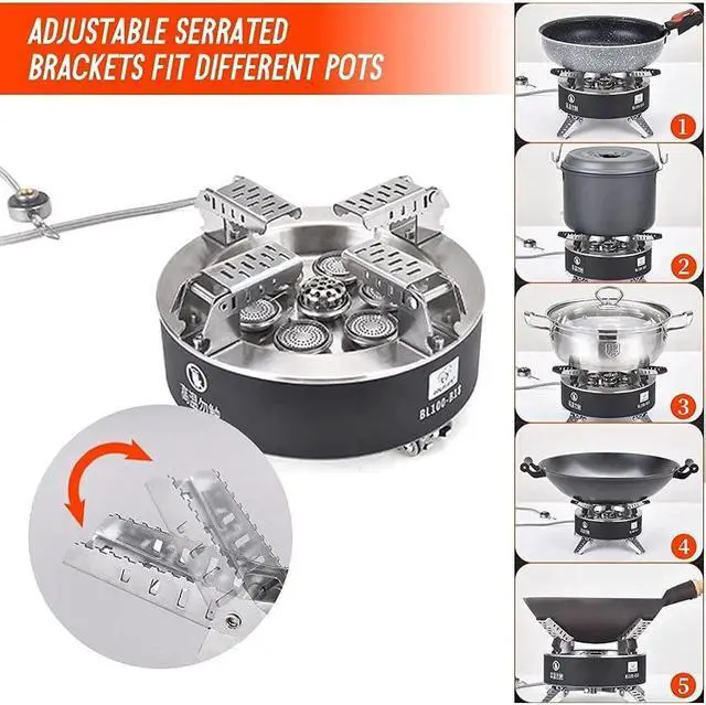 Alt view image 4 of 6 - Bulin AirOka B18 18000W Titanium Alloy Portable Picnic Camping Stove Windproof Design Gas Cooking Burner with Piezo Ignition & Carry Case Collapsible Stove Burner for Outdoor Backpacking/Hiking/Picnic