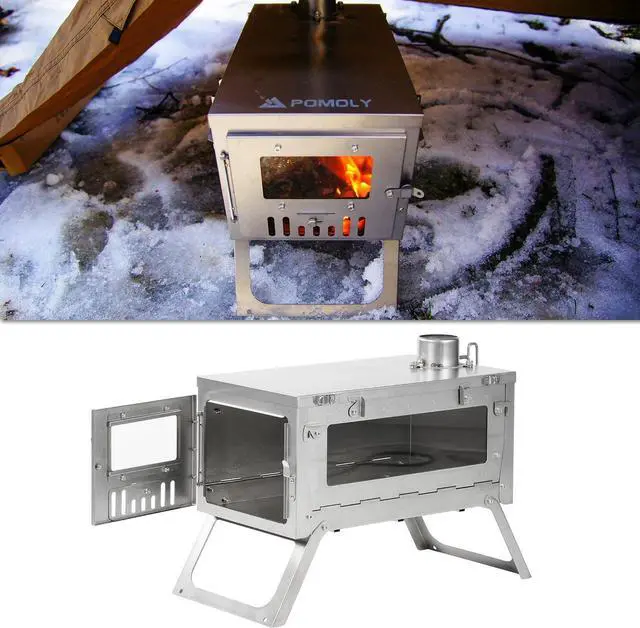 Alt view image 2 of 7 - Camping Wood Stove Hot Tent Stove, POMOLY Ti 0.6 Portable Lightweight Titanium Stove for Hiking, Cooking, Heating (Stove Pipe 9.84ft / 3m)