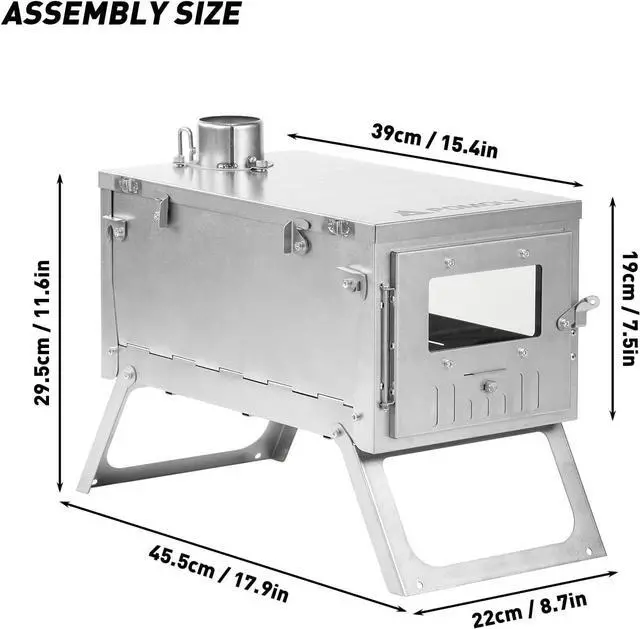 Alt view image 3 of 7 - Camping Wood Stove Hot Tent Stove, POMOLY Ti 0.6 Portable Lightweight Titanium Stove for Hiking, Cooking, Heating (Stove Pipe 9.84ft / 3m)