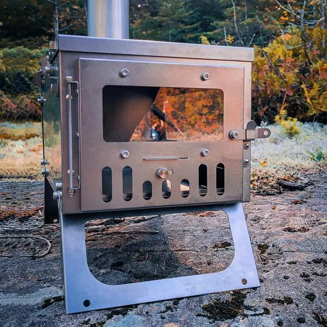 Alt view image 6 of 7 - Camping Wood Stove Hot Tent Stove, POMOLY Ti 0.6 Portable Lightweight Titanium Stove for Hiking, Cooking, Heating (Stove Pipe 9.84ft / 3m)