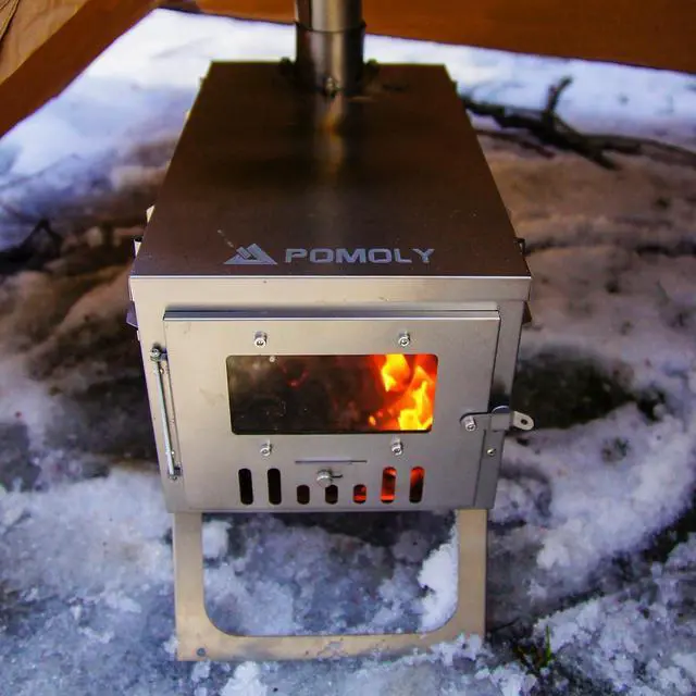 Alt view image 7 of 7 - Camping Wood Stove Hot Tent Stove, POMOLY Ti 0.6 Portable Lightweight Titanium Stove for Hiking, Cooking, Heating (Stove Pipe 9.84ft / 3m)
