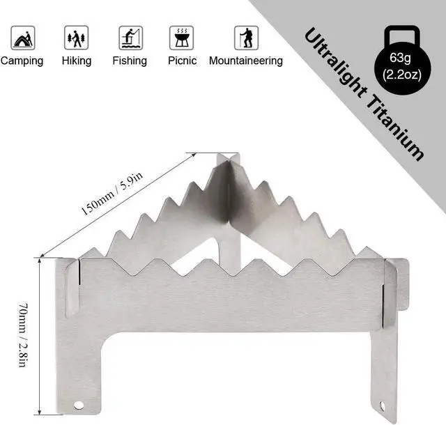 Alt view image 3 of 6 - Lixada Ultralight Folding Titanium Pot Stand for Outdoor Camping Hiking Picnic Stove Alcohol Stove Rack