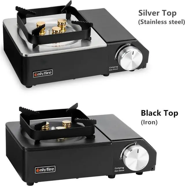 Alt view image 6 of 7 - ONLYFIRE Portable Camping Stove with Carry Case, High Power Butane Stove Instant Ignition, Windproof Camp Stove for Camping, Hiking, RV Trip, Backpacking and Emergency, Stainless Steels Black GS336