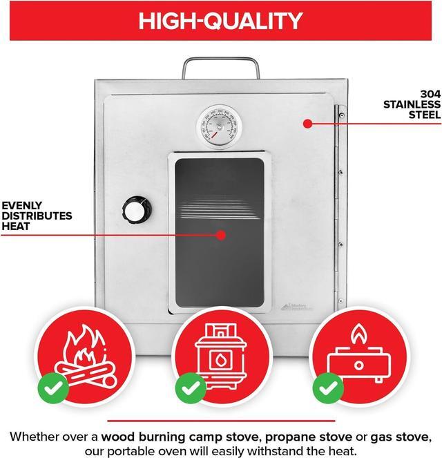 Alt view image 3 of 7 - Modern Innovations Portable Camping Oven, Folding Camping Stove for Baking Cinnamon Rolls, Breads, and Muffins, Outdoor Portable Oven for Use with Wood Burning Fire, Propane Stoves, Campers, and More