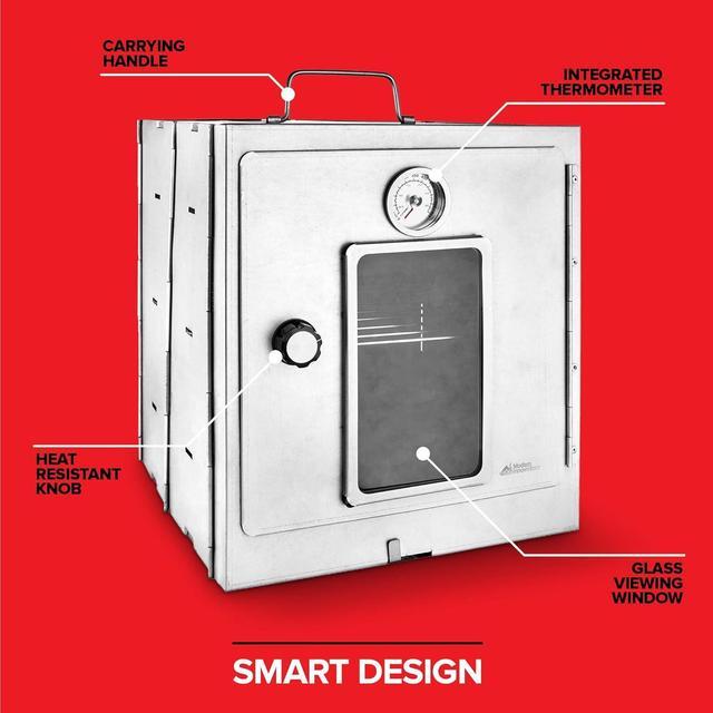Alt view image 5 of 7 - Modern Innovations Portable Camping Oven, Folding Camping Stove for Baking Cinnamon Rolls, Breads, and Muffins, Outdoor Portable Oven for Use with Wood Burning Fire, Propane Stoves, Campers, and More