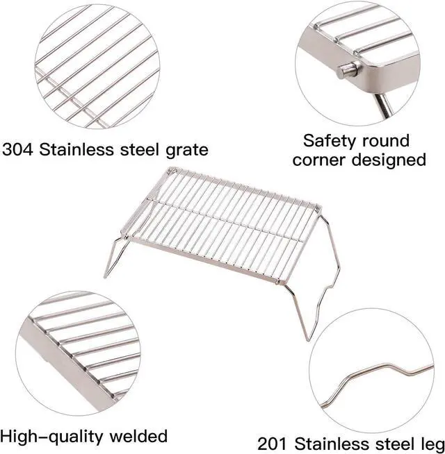 Alt view image 4 of 7 - REDCAMP Folding Campfire Grill 304 Stainless Steel Grate, Heavy Duty Portable Camping Grill with Carrying Bag, Medium