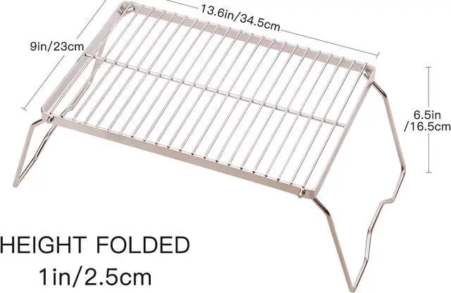 Alt view image 7 of 7 - REDCAMP Folding Campfire Grill 304 Stainless Steel Grate, Heavy Duty Portable Camping Grill with Carrying Bag, Medium