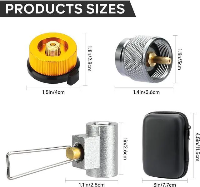 Alt view image 2 of 7 - SAN LIKE 3PCS Camping Stove Gas Adapter Propane Isobutane Butane Refill Gas Adapters Set Propane to Butane Adapter Outdoor Camp Fuel Canister Adapter Conversion